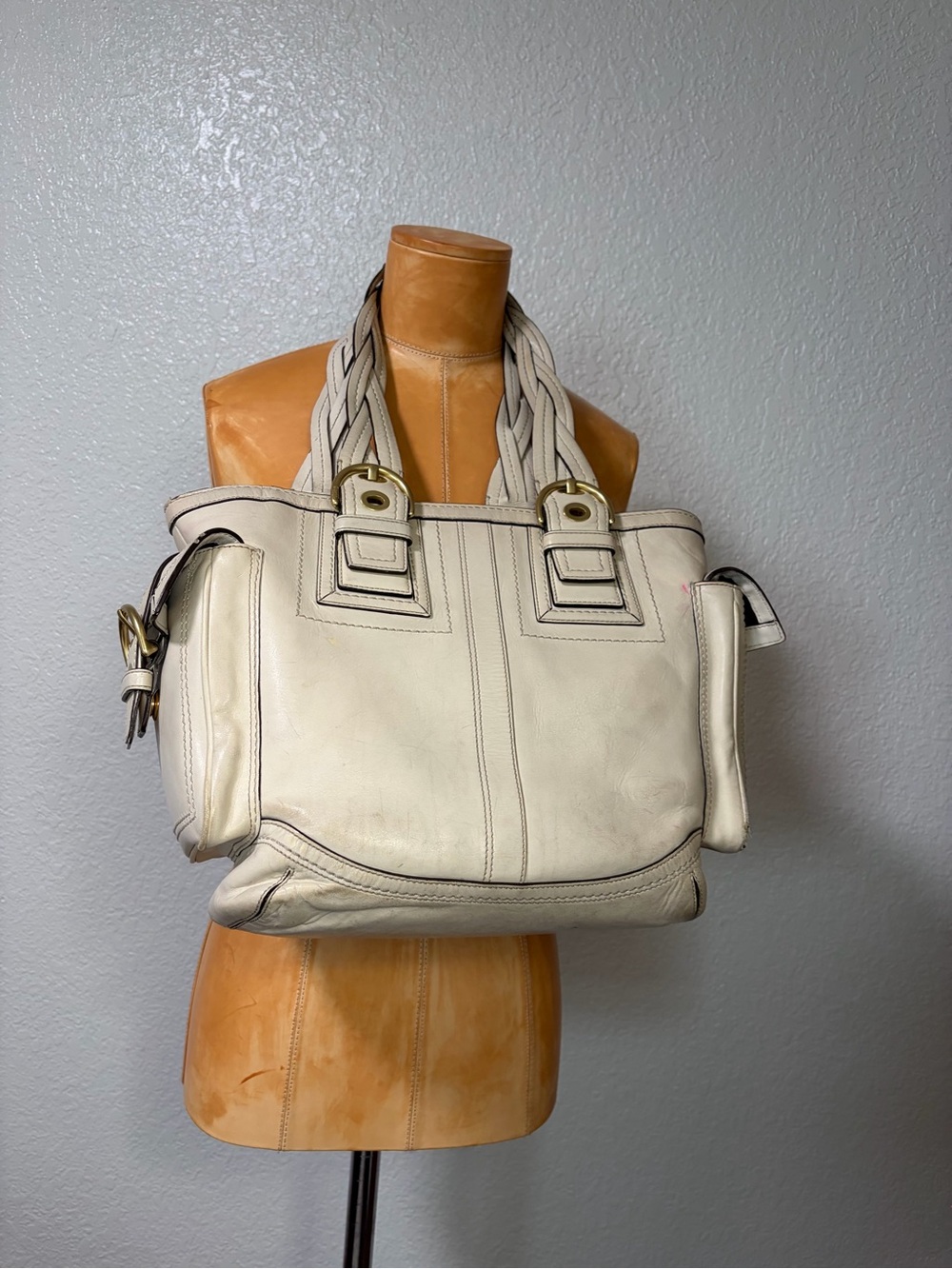 Coach legacy soho Cream Leather Braided-Handle Tote Bag